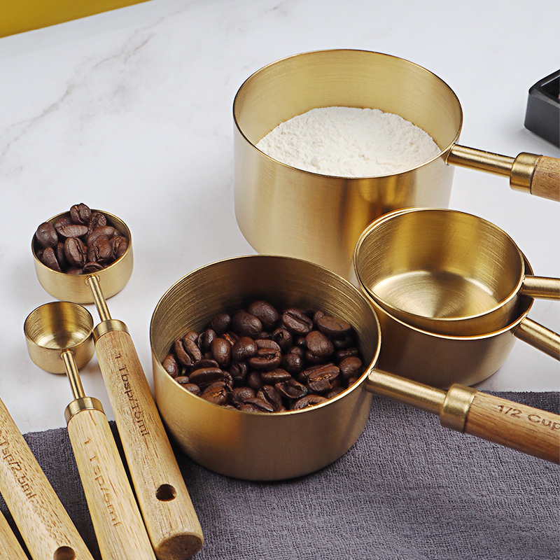 Kitchen Gadgets Gold - 4/8pcs En Bois Or Tasses à